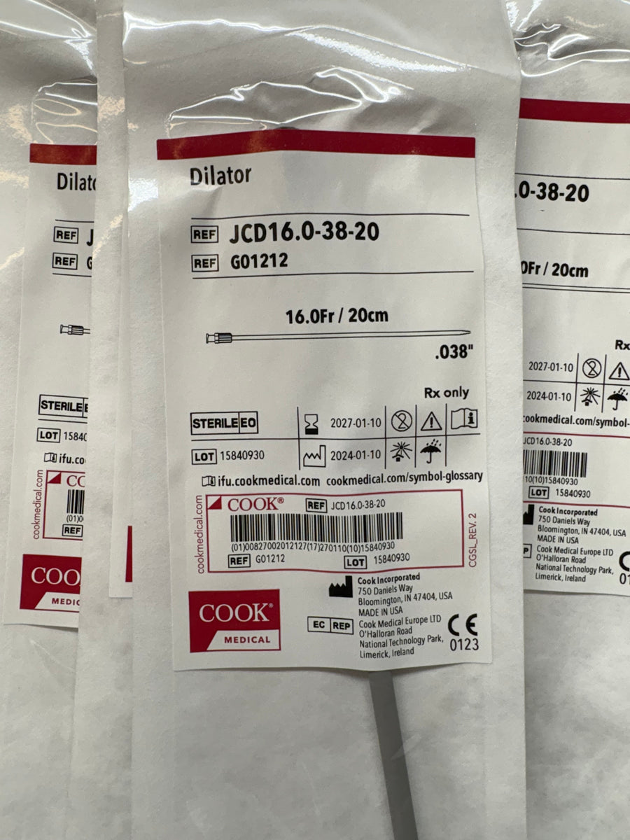 Cook Medical G01212 Standard Dilator JCD16.0-38-20, 16Fr/ 20cm Lot