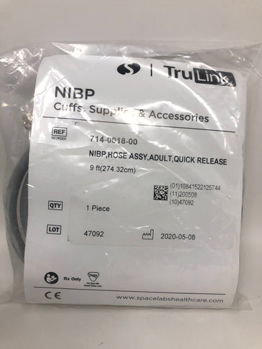NIBP Single Tube Hose Adult Quick Release 714-0018-00 Spacelabs TruLink