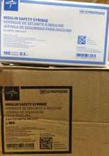 Load image into Gallery viewer, Medline Safety Insulin Syringe with Needle 0.5 mL 29G x 0.5" Case of 500 -2027