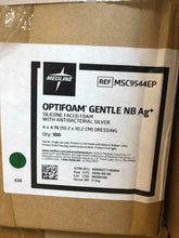 Load image into Gallery viewer, Optifoam Gentle NB AG+ 4" x 4" Silicone Faced Foam Dressing w/ Antibacterial Silver 100/case