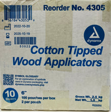 Load image into Gallery viewer, Case of 2000 Dynarex Cotton Tipped Wood Applicators #4305