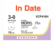 Load image into Gallery viewer, Ethicon Vicryl Plus Antibacterial Suture VCP416H Size 3-0 CT-1 Needle 2/28/2030