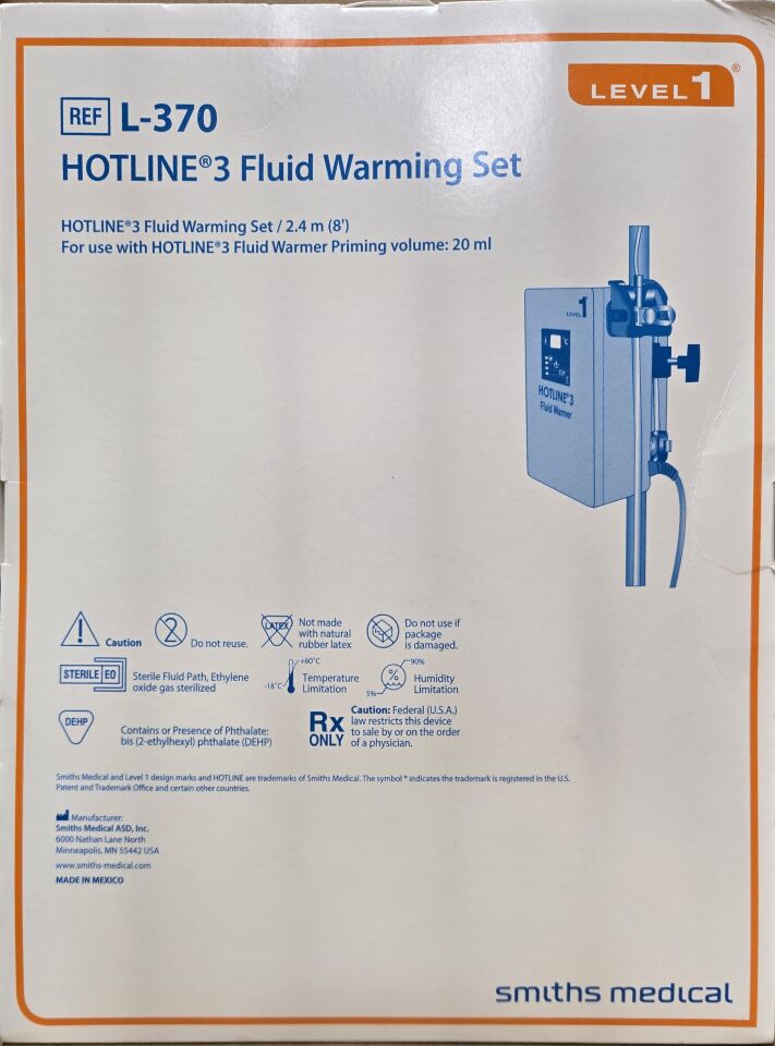 Hotline 3 Fluid Warming Set Level 1 Smith's Medical L-370 Lot of 6 EXP 05/20227 FREE SHIPPING