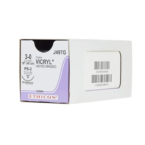 Ethicon J497G Coated VICRYL Suture 3-0, PS-2, 18