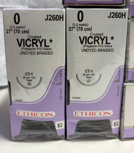 Load image into Gallery viewer, Ethicon Coated Vicryl 0 Suture CT-1 Taper 27" (J260H) - Box of 36 - 06/2029