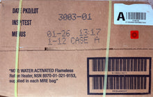 Load image into Gallery viewer, Military Issue MRE Meals Ready to Eat Case of 12 Menu A 01/2026
