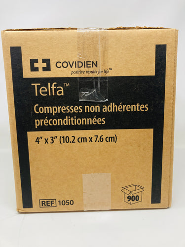 Case of 900 Covidien 1050 Telfa Ouchless Sterile 4 x3 Dressing
