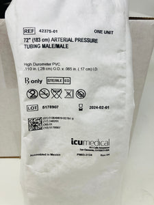 Case of 25, ICU Medical 72" Arterial Pressure Tubing Male/Male