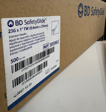 Load image into Gallery viewer, BD SafetyGlide Hypodermic Shielding Needles 23G x 1" (Case of 500) - Ref 305902, Exp 2027