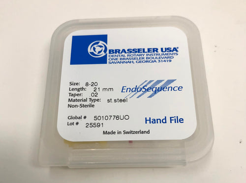 EndoSequence Hand Files K-File Size 8-20 21mm T .02 Assortment 6 Pack Brasseler