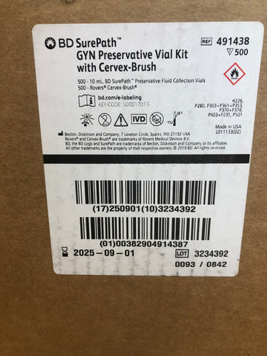 BD SurePath™ Vial And Broom Collection Kit 491438 Liquid Based P Test Case of 500 In Date