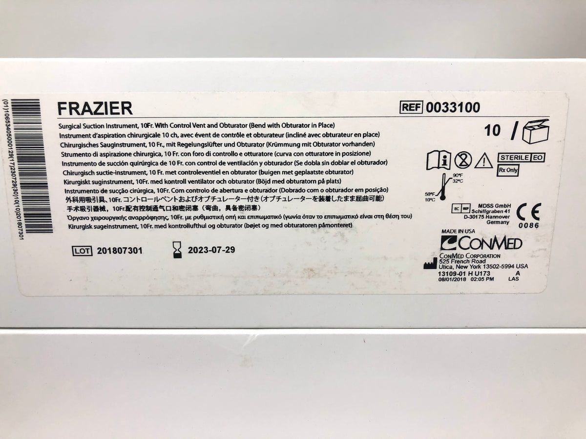 CONMED 0033100 Frazier Suction Instrument, 10 Fr With Vent and Obturat ...