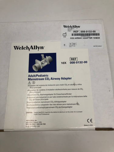 CO2 Mainstream Airway Adapter Pediatric/Adult WelchAllyn 008-0132-00 Box of 10