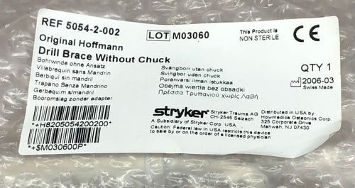 Stryker Hoffman 5054-2-002 Manual Brace Hand drill