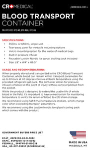 Blood Transport Container With Pressure Infusion Bulb Single-Unit By Cromedical