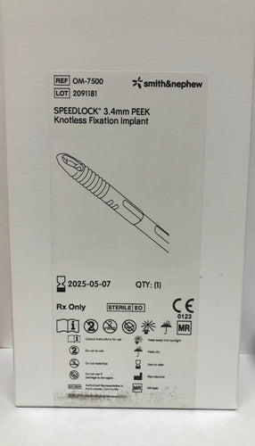 SMITH & NEPHEW SPEEDLOCK 3.4MM PEEK KNOTLESS IMPLANT OM-7500 In Date