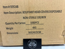 Load image into Gallery viewer, Disposable Bouffant Cap Head Cover Hair Net Case of 1,000 Free Shipping
