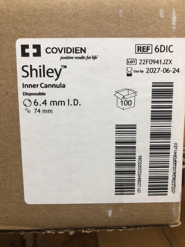 Shiley Disposable Inner Cannula 6DIC Case of 100 EXP 06/2027