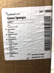 Curity™ 2" X 2" Gauze Sponges 1806G Case of 3000 EXP 2029