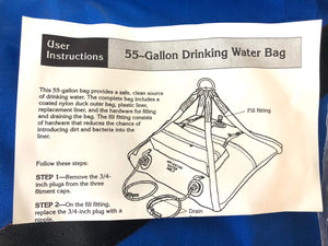 FSS 55 Gallon Sling Drinking Waterbag w/ 3 Plastic Liners Helicopter/Vehicle Transport