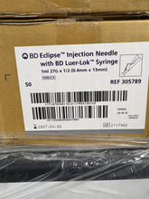 Load image into Gallery viewer, BD 305789 Eclipse™ Injection Needle w Luer-Lok Syringe 27G Case of 250 EXP 4/2027