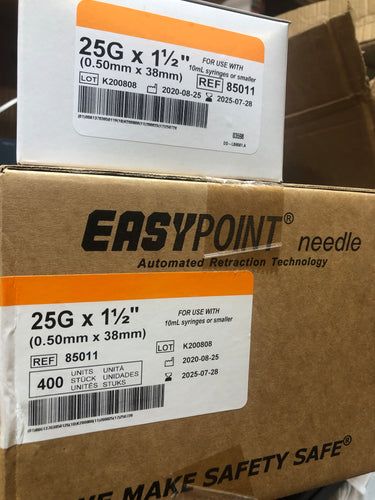 85011 Hypodermic Needle EasyPoint® Retractable 25 Gauge 1.5