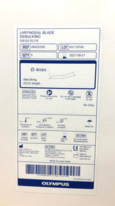 Olympus Laryngeal Blade Diego Elite LB4022SD 4mm Debulking 22cm L 5/Box EXP 9/2027