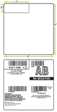 Load image into Gallery viewer, Digi-Trax Four Quadrant Blood Bank Lab Medical Label 4"x4" Zebra SATO Thermal