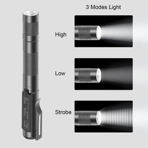 Waterproof Rechargeable USB Flashlight with Clip Medical use and Outdoor Activities