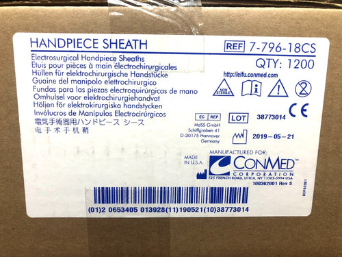 ConMed Hyfrecator Disposable Handpiece Sheath 7-796-18CS Case of 1200