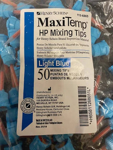 MaxiTemp HP Mixing Tips 112-6865 Light Blue 50 mL Cartridges By Henry Schein 50/pk
