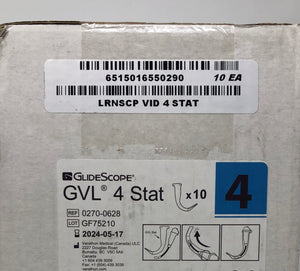 Glidescope Video Larygoscope GVL 3 Stat and GVL 4 Stat In Date Box of 10