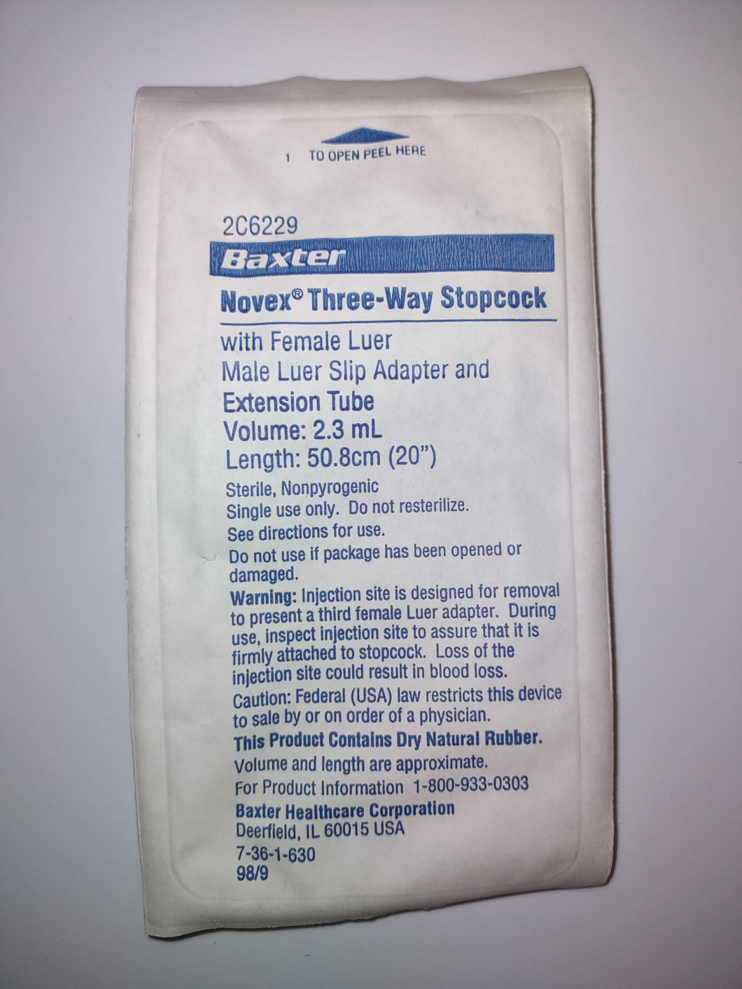 Baxter Novex Three-Way Stopcock With 20
