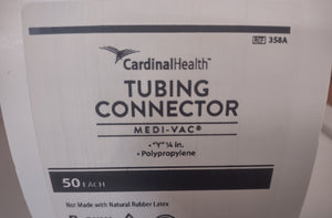 1/4" Medi-Vac Y Tubing Connector 358A By Cardinal Health Case of 500