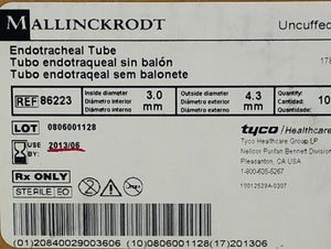 Tyco Healthcare Mallinckrodt Uncuffed Endotracheal Tube Lot of 10