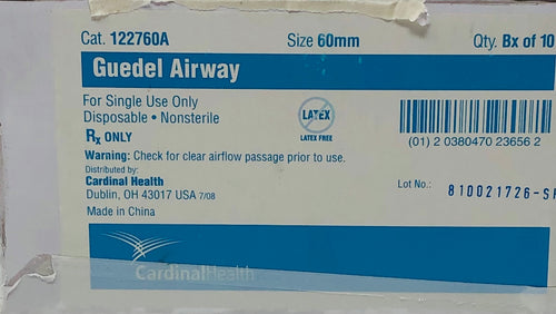Guedel Airway 60mm 122760A By Cardinal Health Lot of 20