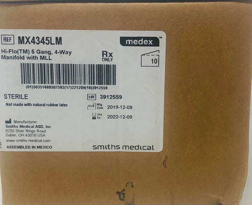 Medex Hi-Flo (TM) 5 Gang, 4-Way Manifold with MLL Smith's Medical MX4345LM Lot of 250