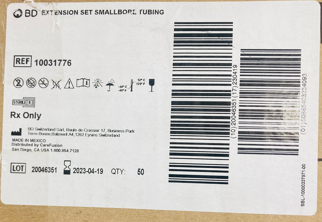 IV Extension Set Smallbore Tubing 10031776 Case of 50