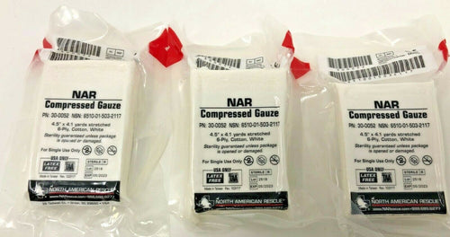 Lot of Three North American Rescue Compressed Gauze Exp. 8/2023
